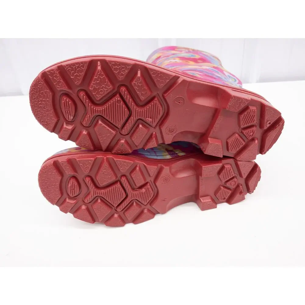 Ranger by Servus Pink Floral Splash Boho Retro Rain Boots Big Girl 4